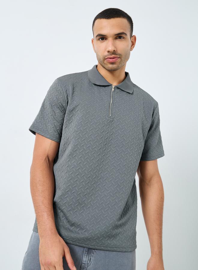 Styli Relaxed Fit Quarter Zip Pique Polo - Image 3