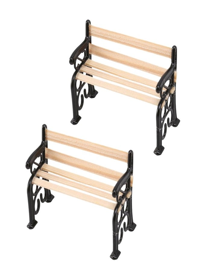 SelHeng 2Pcs 1/24 Miniature Park Bench Dollhouse Decoration Accessories - Image 1