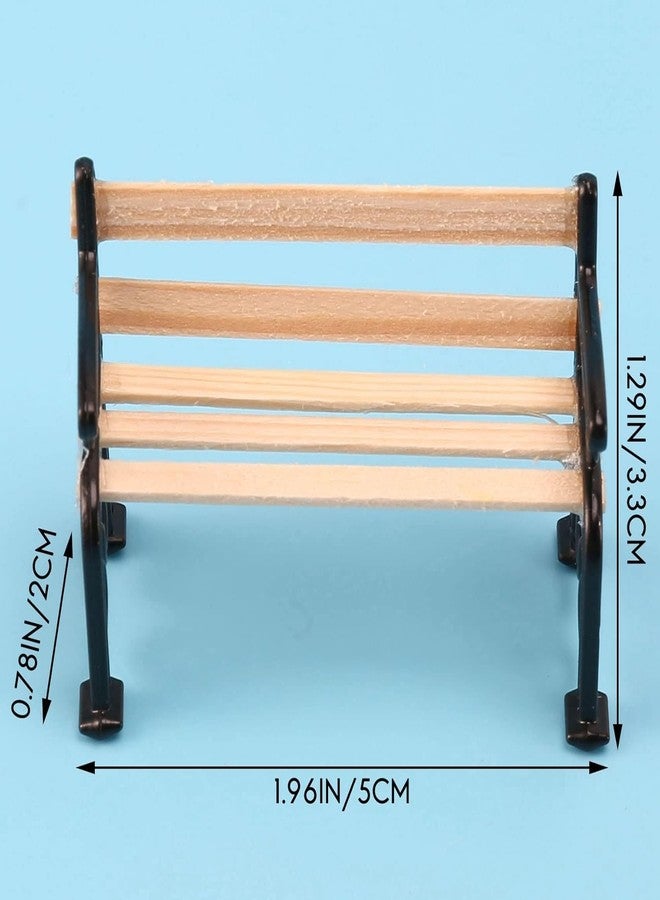 SelHeng 2Pcs 1/24 Miniature Park Bench Dollhouse Decoration Accessories - Image 2
