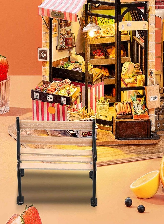 SelHeng 2Pcs 1/24 Miniature Park Bench Dollhouse Decoration Accessories - Image 5