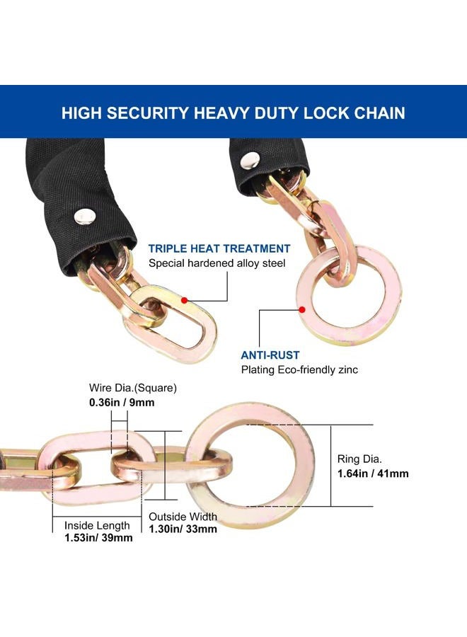 REETOMETAL Hardened Steel 2 Foot x 5/16 Inch (9mm) Thick Heavy Duty Square Security Lock Chain for Motorcycles, Bicycles, Trailers, Containers, Fence, etc. - Image 4