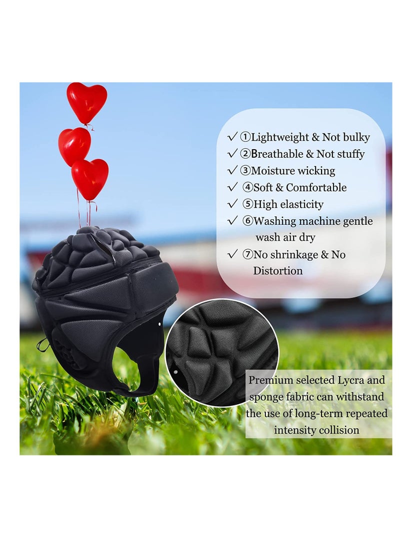 Excefore Soft Helmet Rugby Headguards Scrum Cap 7v7 Foam Cotton Head Protector Padded Headgear Autism Sports Flag Football Youth Adult  - Image 4
