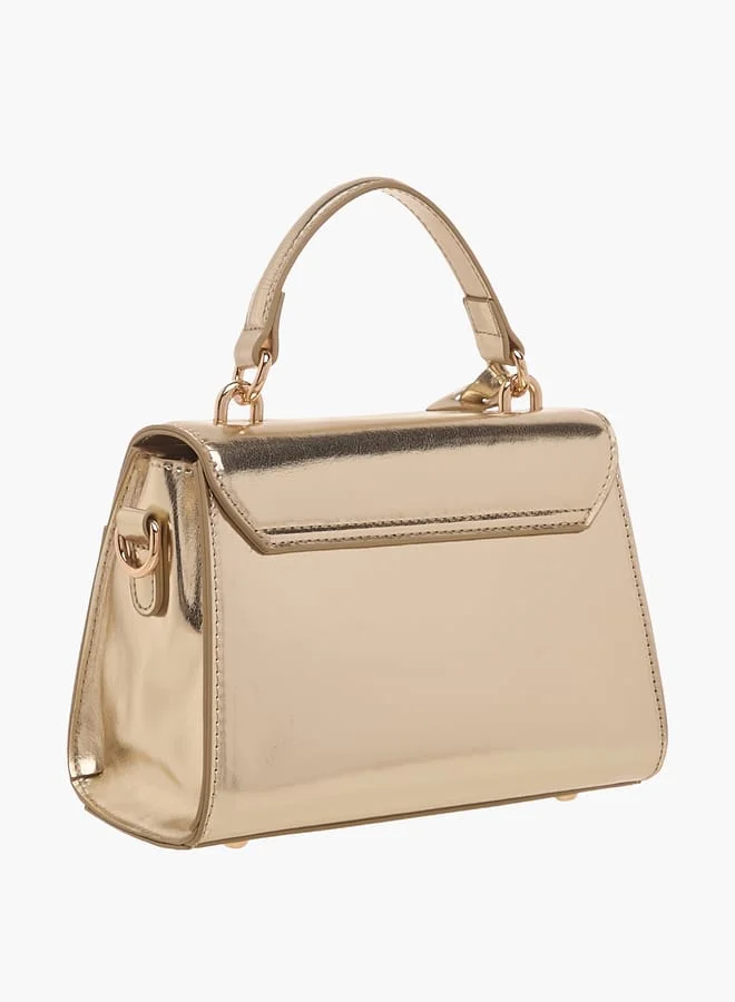 Flora Bella By Shoexpress Women Solid Satchel Bag with Detachable Strap and Flap Closure