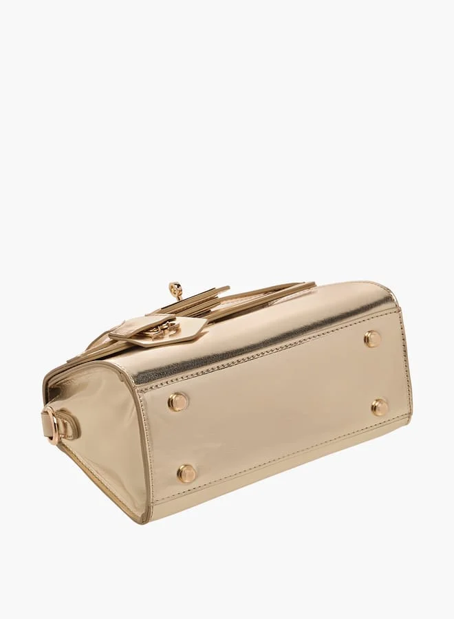 Flora Bella By Shoexpress Women Solid Satchel Bag with Detachable Strap and Flap Closure