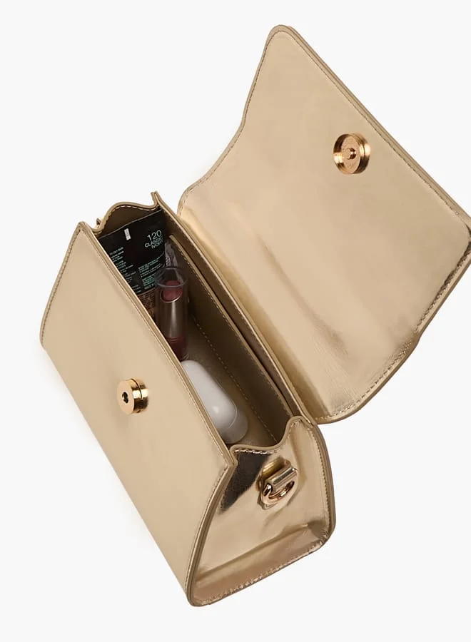 Flora Bella By Shoexpress Women Solid Satchel Bag with Detachable Strap and Flap Closure