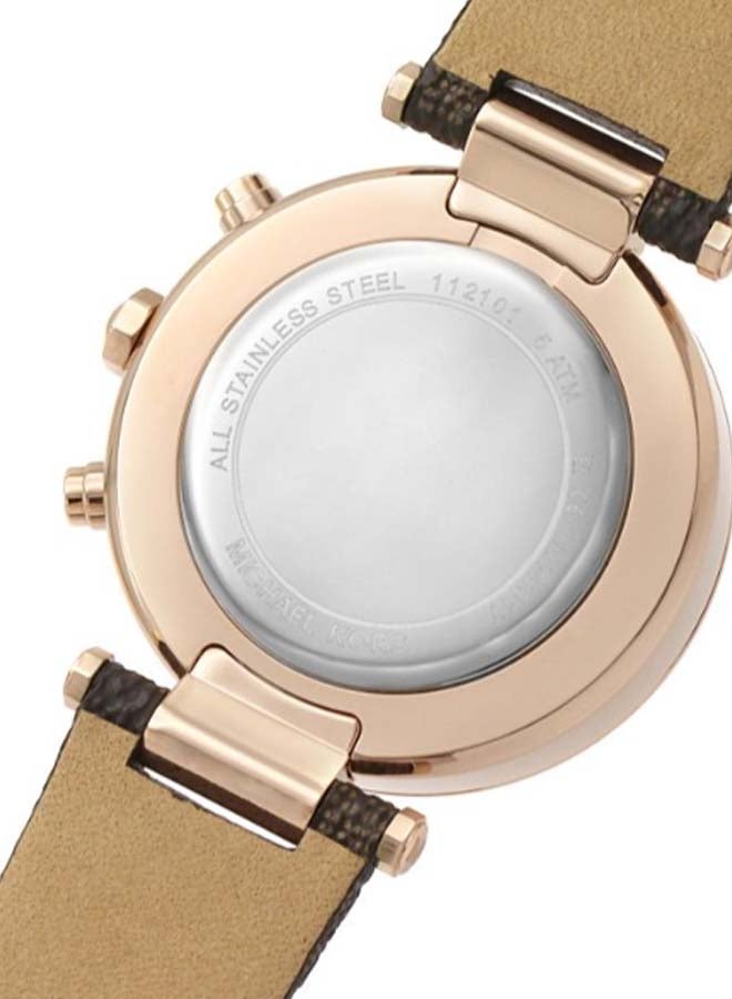 Michael Kors Women Parker Round Shape Leather Band Chronograph Wrist Watch 39 mm - Brown - MK6917 - Image 5