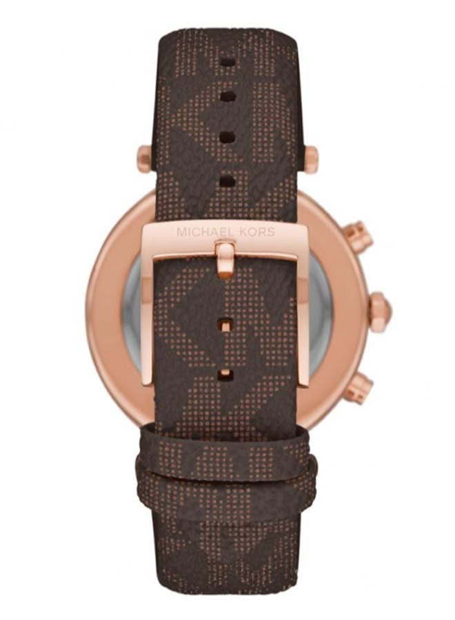 Michael Kors Women Parker Round Shape Leather Band Chronograph Wrist Watch 39 mm - Brown - MK6917 - Image 3