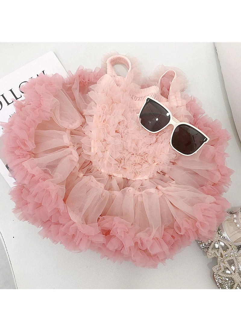 2Y Toddler Baby Girl Summer Dress, Pink Gradient Ruffled Dress with Bow, Perfect for Birthday, Photoshoots, Party, Daily Wear, Fit for Height 90cm - Image 4
