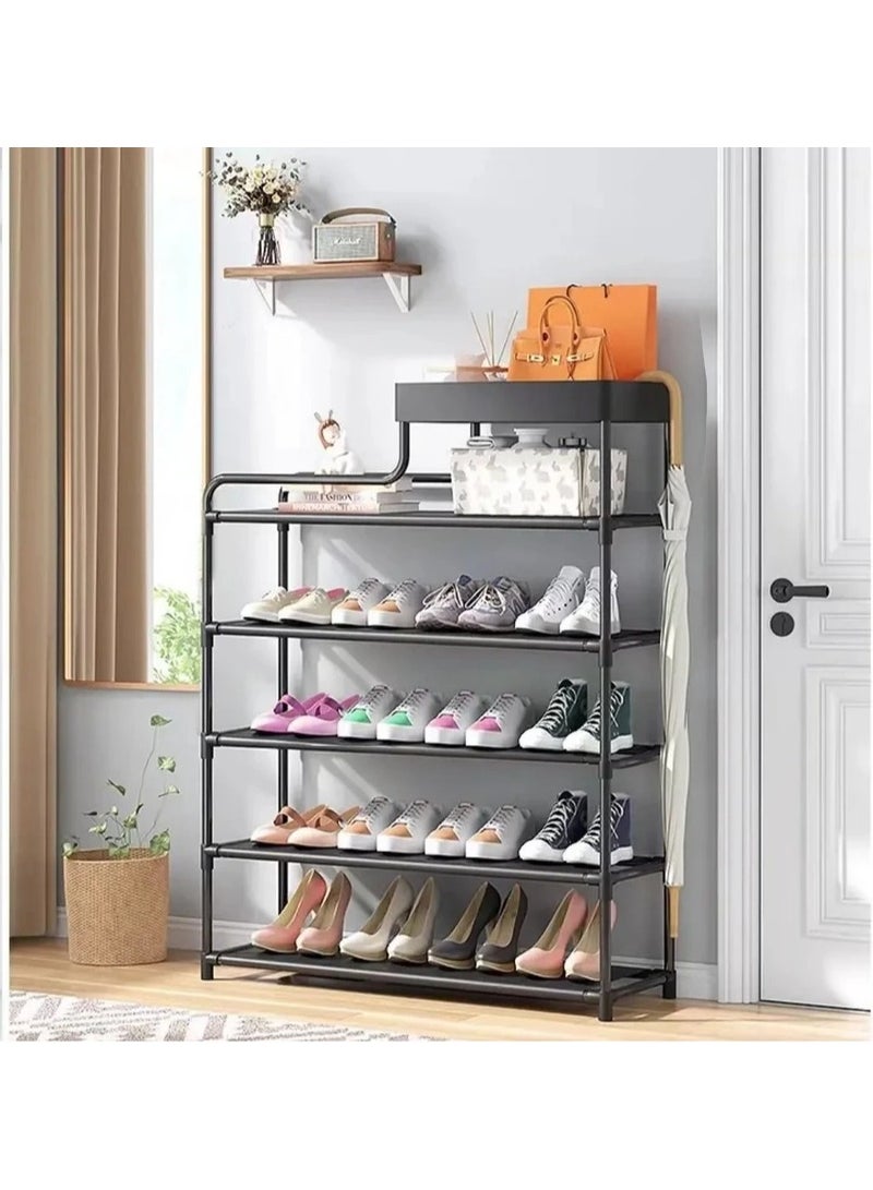بلومنغ تايم الإبداعية 6 الطبقة خزانة المنزل منظم الأحذية رف الأثاث لمدخل المدخل الباب الأمامي غرفة المعيشة خزانة الأحذية (أسود) - Image 3