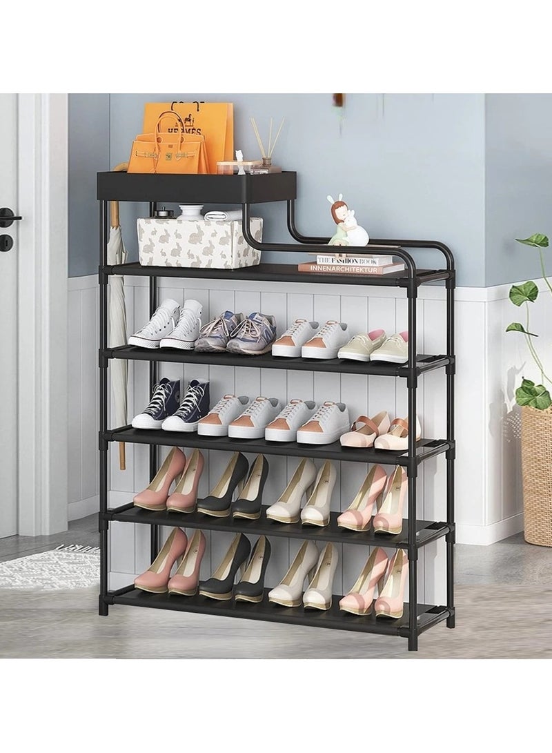 بلومنغ تايم الإبداعية 6 الطبقة خزانة المنزل منظم الأحذية رف الأثاث لمدخل المدخل الباب الأمامي غرفة المعيشة خزانة الأحذية (أسود) - Image 4