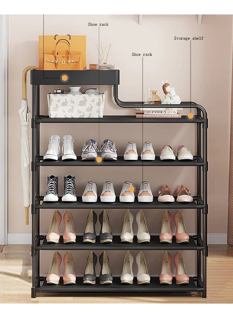 بلومنغ تايم الإبداعية 6 الطبقة خزانة المنزل منظم الأحذية رف الأثاث لمدخل المدخل الباب الأمامي غرفة المعيشة خزانة الأحذية (أسود) - Image 5