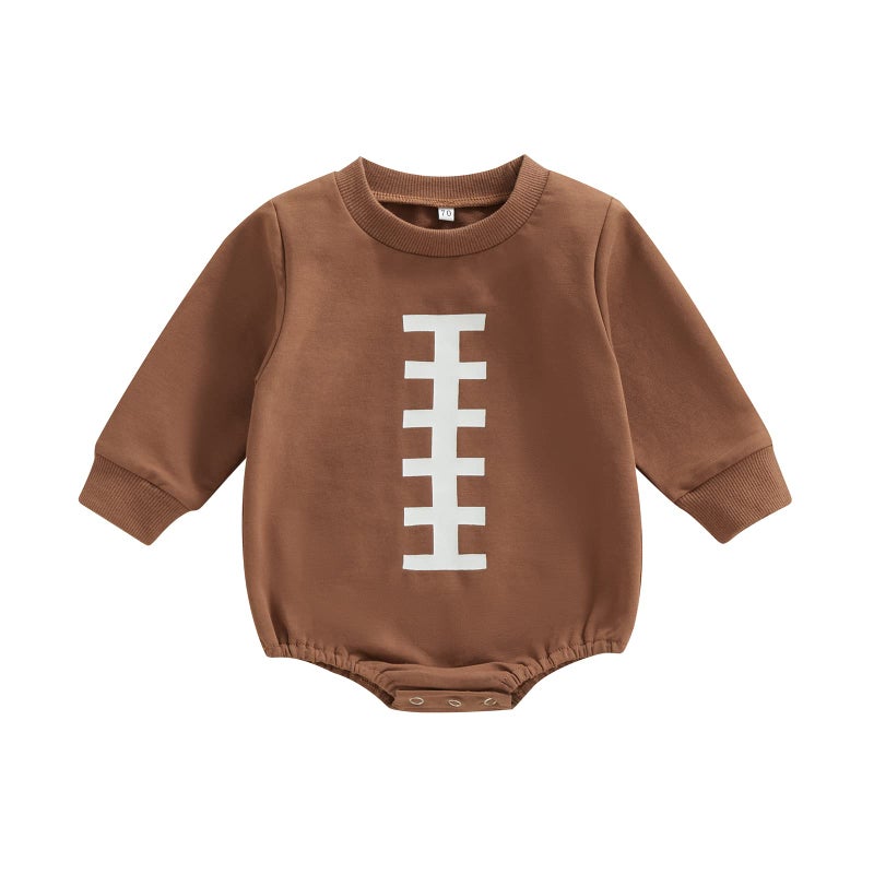 Ayalinggo Baby Football Costume Outfit Newborn Boy Girl Game Day Onesie Bubble Sweatshirt Romper Cute Fall Clothes Brown Football Costume 0-3 Months - Image 1