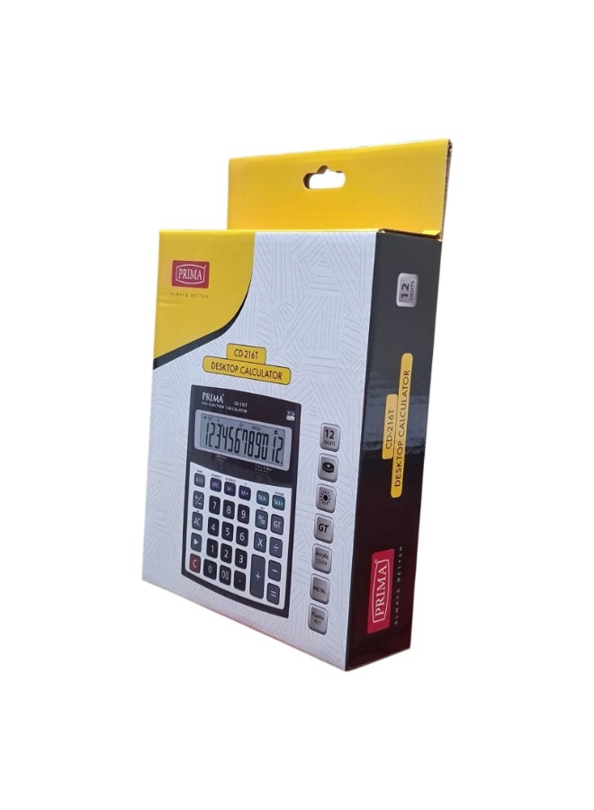 PRIMA 12-digit desktop calculator with dual power (solar and battery) and anti-slip design. - Image 2