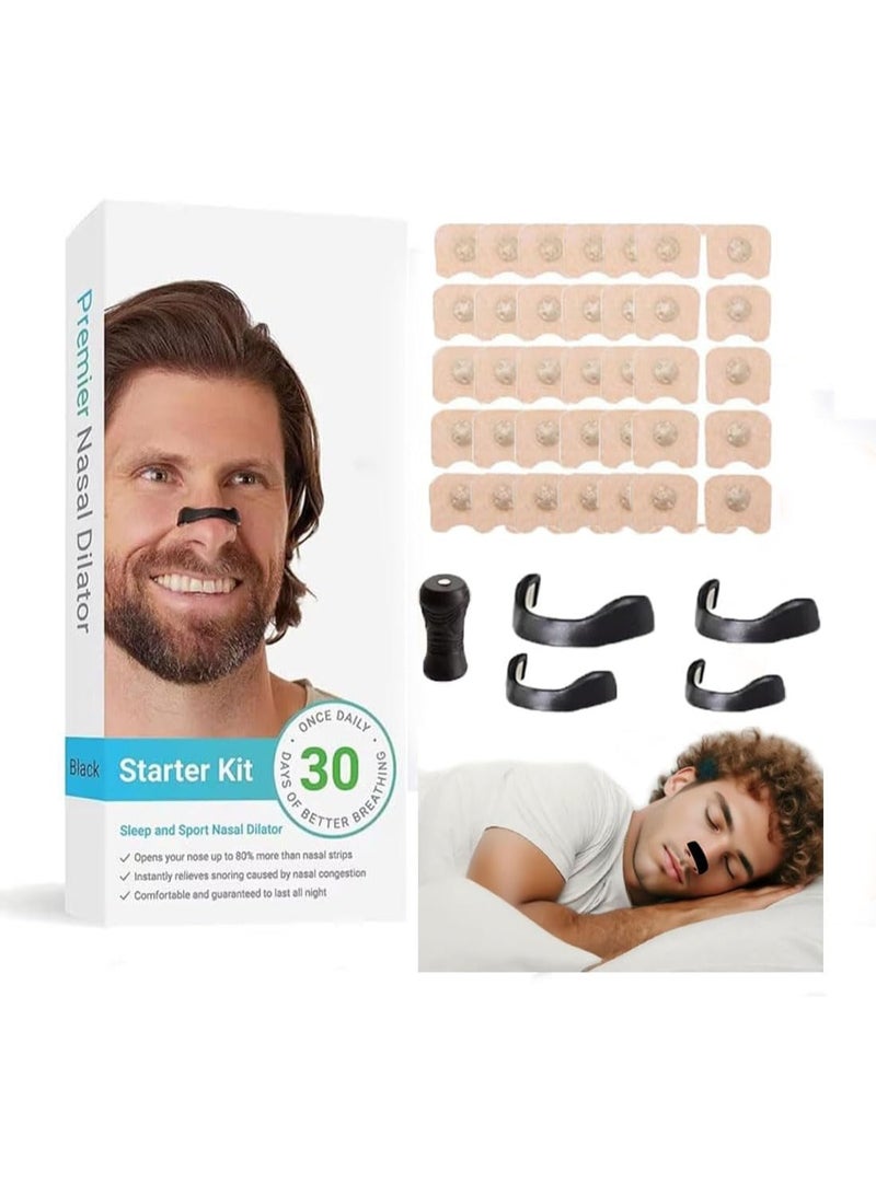 30 Magnetic Nose Strips for Breathing, Nose Magnets, Anti-Snoring Nasal Strips for Sleep, Improve Sleep Quality, Sleep Aid for Men and Women (Black, 30 Pieces) - Image 1