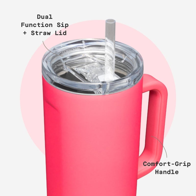 Corkcicle Cruiser Insulated Tumbler - Keeps Drinks Cold 20 Hours - Triple-Insulated Stainless Steel - Spill-Proof Lid - Summer Drinkware Gift - Keeps Drinks Ice Cold - 40 oz - Paradise Punch - Image 5