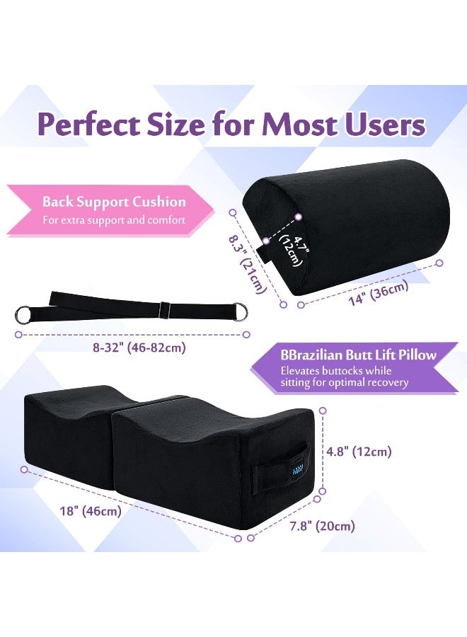 AOSSA وسادة AOSSA BBL بعد الجراحة لرفع المؤخرة البرازيلية دعم الظهر وسادة كرسي BBL التعافي للجلوس القيادة بعد الجراحة مجموعة وسادة الرفع سوداء - Image 2