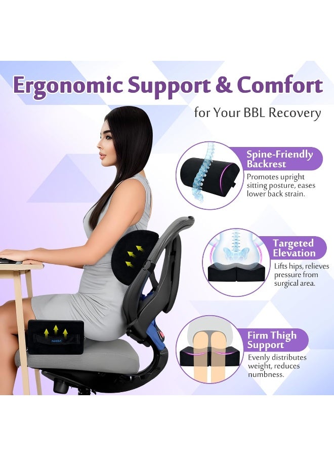 AOSSA وسادة AOSSA BBL بعد الجراحة لرفع المؤخرة البرازيلية دعم الظهر وسادة كرسي BBL التعافي للجلوس القيادة بعد الجراحة مجموعة وسادة الرفع سوداء - Image 3