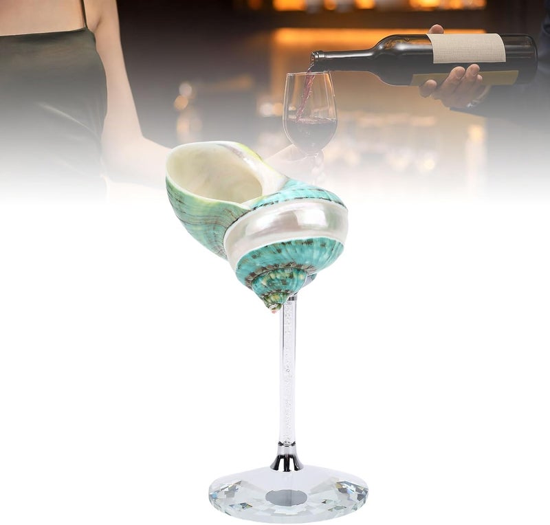 Conch Shell Wine Glass, Handmade Polished Unique Artwork For Cold Drinks, with Undyed Shell And Plastic Material, for Wedding Party Bar Decor (Green) - Image 5