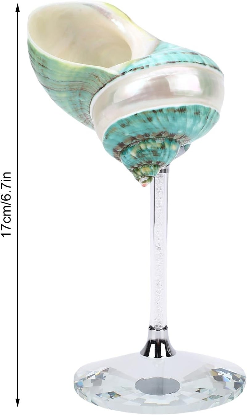 Conch Shell Wine Glass, Handmade Polished Unique Artwork For Cold Drinks, with Undyed Shell And Plastic Material, for Wedding Party Bar Decor (Green) - Image 2
