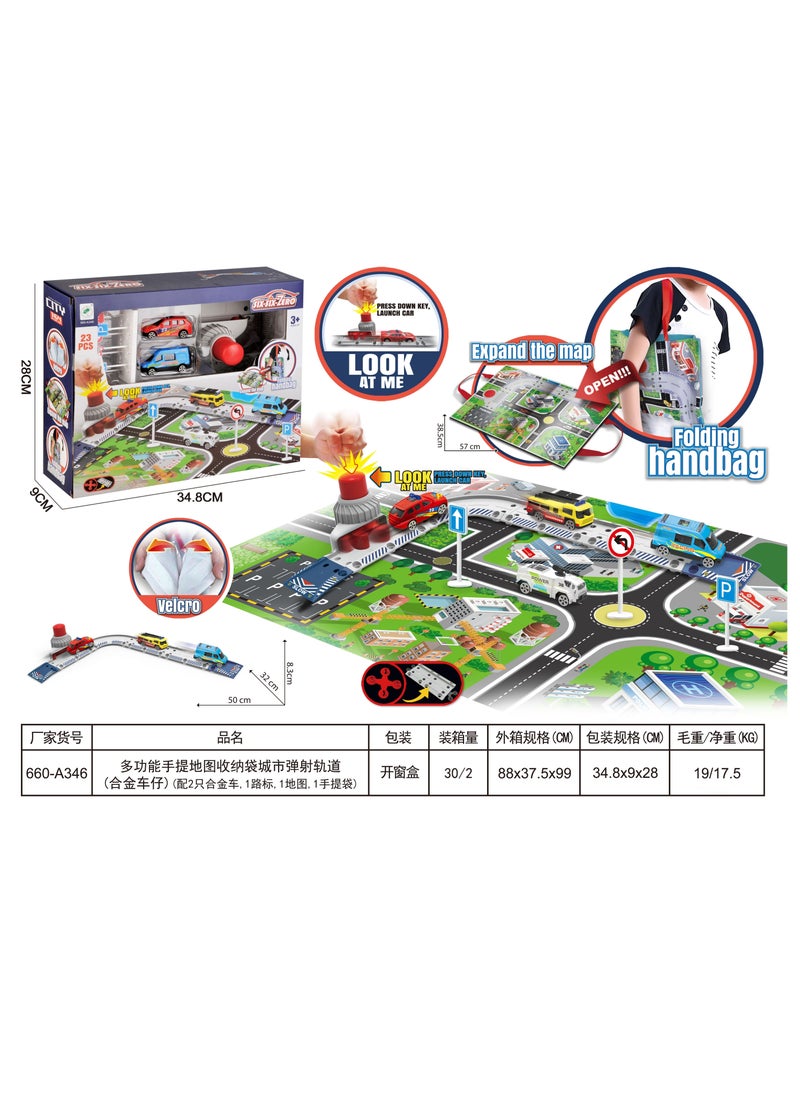 The City Map Foldable Rug is Made Up of the Fun Collection, in Addition to the Presence of a Car Track that Increases the Speed of Cars Passing Through it 