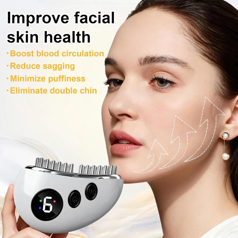 YOOJ ® Lymphatic Contour Face Brush, Facial Gua Sha Lymphatic Drainage Massager for Lifting & Sculpting, with 9-Level Heating, Massage & Vibration Adjustment for Double Chin, Jawline and Puffiness - Image 4