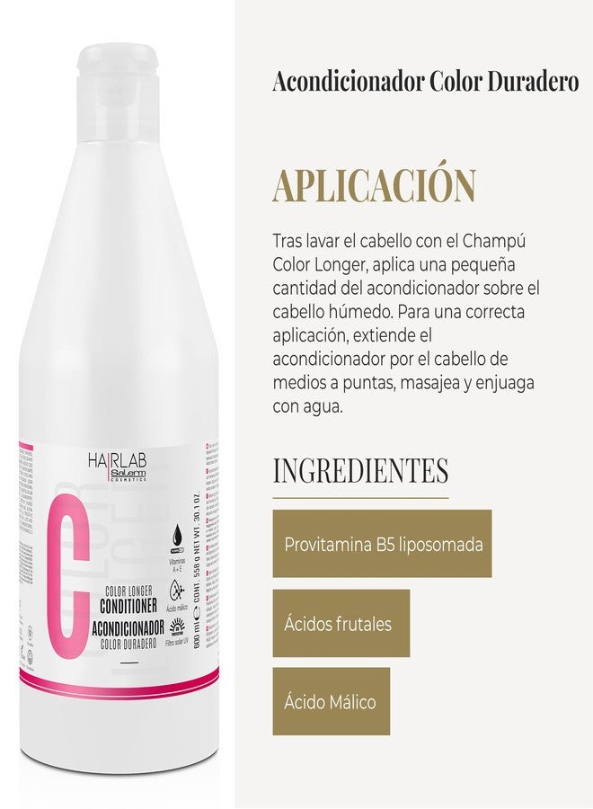 SALERM - Dyed Hair Conditioner - Color Longer Hair Lab - 600 ml - with Provitamin B5 and Vitamins A and E - Seals and Maintains Color - UV Solar Filter - Sulfate and Paraben-Free - Image 4