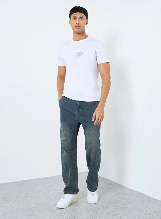 Styli Styli Mid Rise Relaxed Fit Faded Jeans