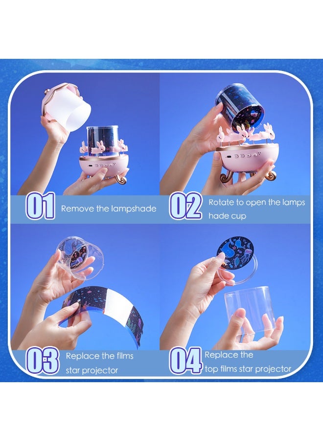 مصباح عرض ليلي متعدد الوظائف للأطفال - إضاءة دوارة مع موسيقى ومؤقت - رفيق النوم المثالي لغرف الأطفال - Image 5