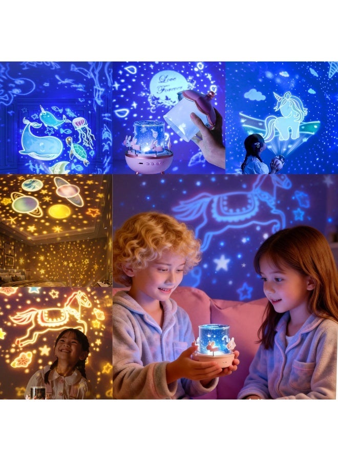 مصباح عرض ليلي متعدد الوظائف للأطفال - إضاءة دوارة مع موسيقى ومؤقت - رفيق النوم المثالي لغرف الأطفال - Image 3