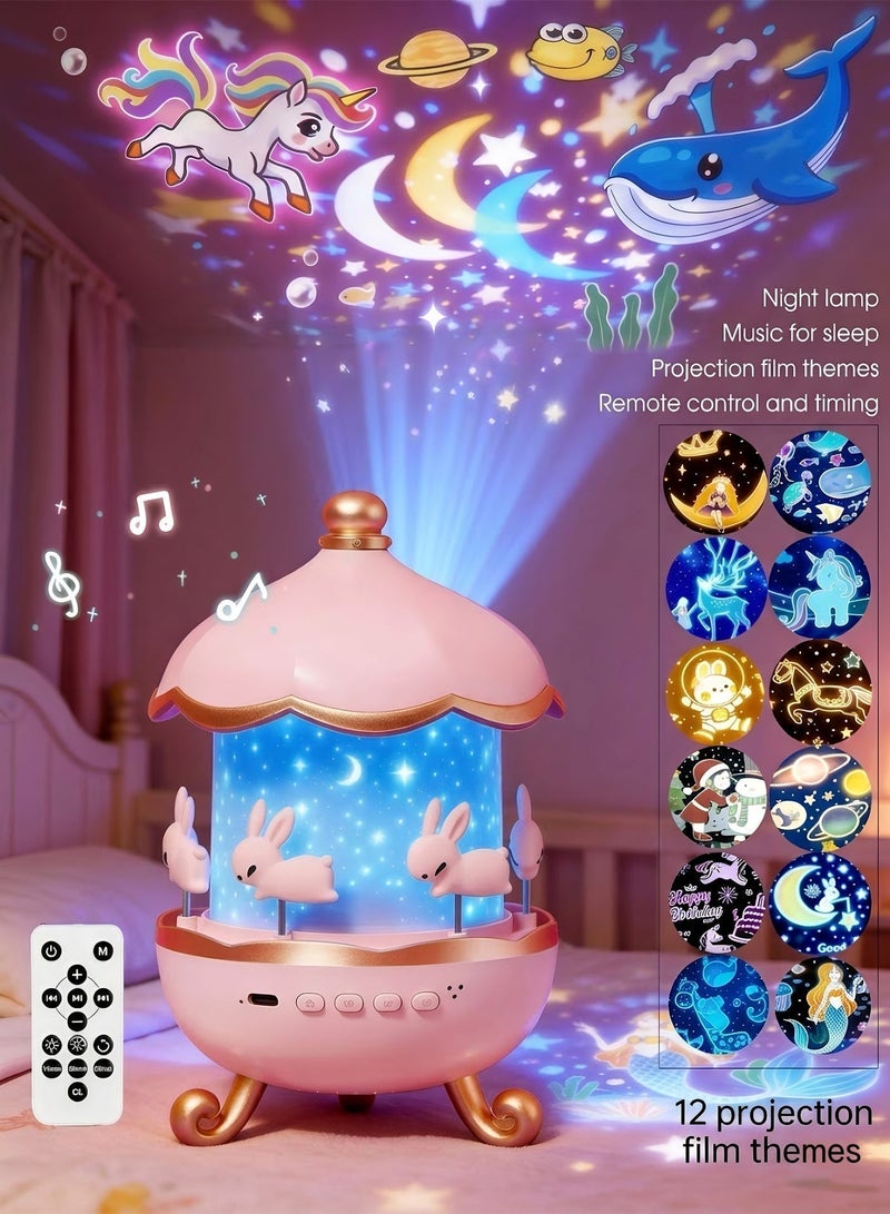 Kids Projection Night Light with Remote Control - 12 Themes & 8 Music Tracks - 3 Brightness Levels & Timer - Best Bedtime Companion Gift for Boys & Girls - Image 1