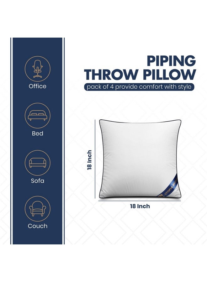 Utopia Bedding Utopia Bedding Throw Pillow Inserts (Pack of 4, White), 18 x 18 Inches Decorative Indoor Pillows for Sofa, Bed, Couch, Cushion Sham Stuffer - Image 2