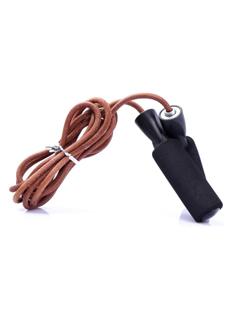SportQ - Burn fat fast with natural leather jump rope high quality jump ropes bold leather speed skipping jump rope non-reaching exercise exercise weight adjustable skipping rope - Image 1