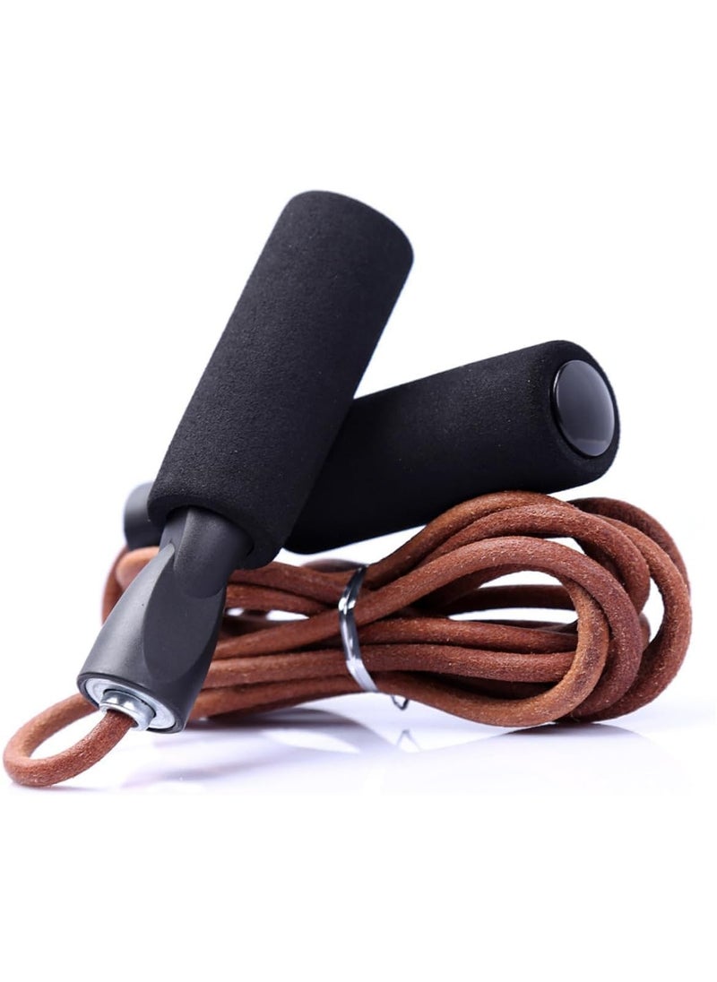 SportQ - Burn fat fast with natural leather jump rope high quality jump ropes bold leather speed skipping jump rope non-reaching exercise exercise weight adjustable skipping rope - Image 1