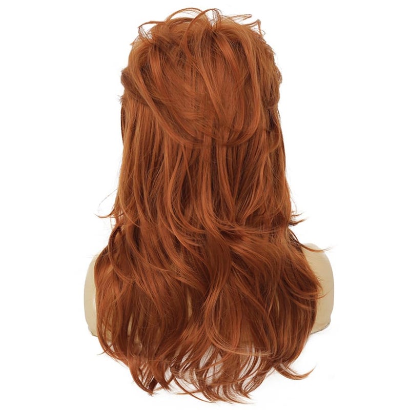 Dai Cloud 80s Women Brown Mullet Wig Long Wavy Ginger Bouffant Synthetic Hair wigs for Married Housewife Vintage Costume or Halloween Party - Image 4