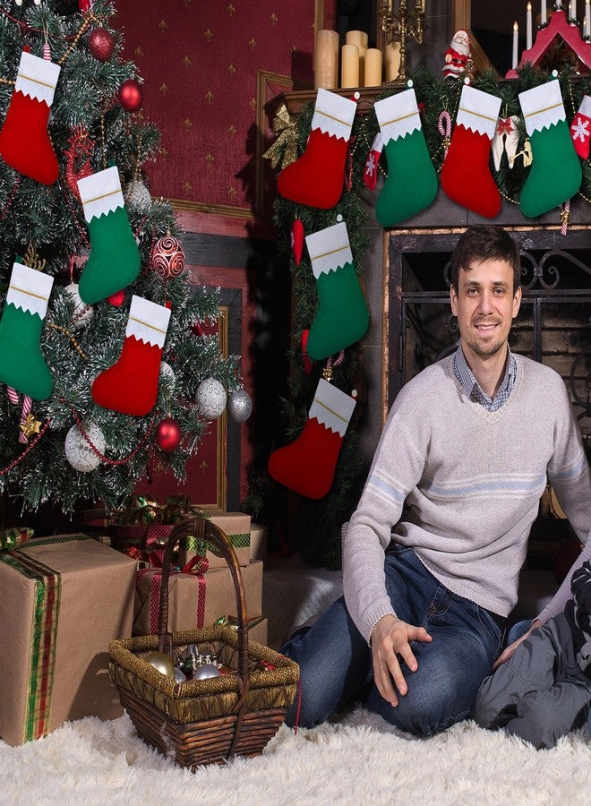 Skylety 48 Pieces Red and Green Christmas Stockings Bulk Christmas Felt Stockings Decor Tree Hanging Sock Ornament Holiday Fireplace Mantel Stairs Family DIY Craft Stock Gift Bag (3.94 x 8.66 Inch) - Image 5