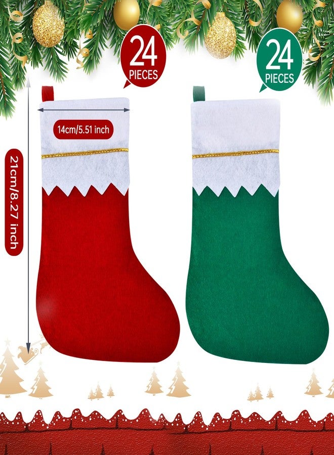 Skylety 48 Pieces Red and Green Christmas Stockings Bulk Christmas Felt Stockings Decor Tree Hanging Sock Ornament Holiday Fireplace Mantel Stairs Family DIY Craft Stock Gift Bag (3.94 x 8.66 Inch) - Image 2