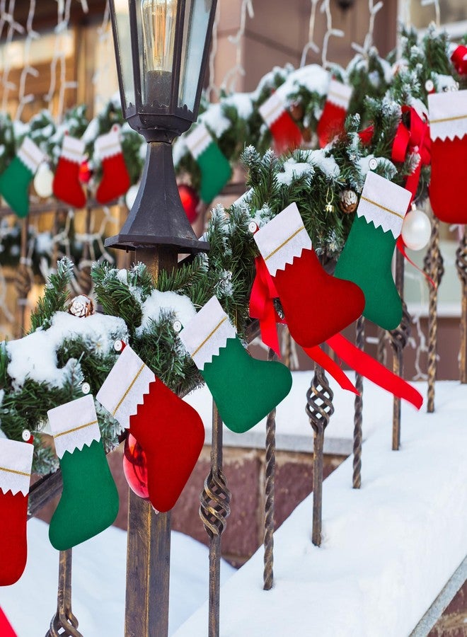 Skylety 48 Pieces Red and Green Christmas Stockings Bulk Christmas Felt Stockings Decor Tree Hanging Sock Ornament Holiday Fireplace Mantel Stairs Family DIY Craft Stock Gift Bag (3.94 x 8.66 Inch) - Image 4