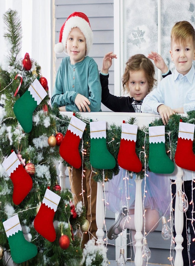 Skylety 48 Pieces Red and Green Christmas Stockings Bulk Christmas Felt Stockings Decor Tree Hanging Sock Ornament Holiday Fireplace Mantel Stairs Family DIY Craft Stock Gift Bag (3.94 x 8.66 Inch) - Image 3