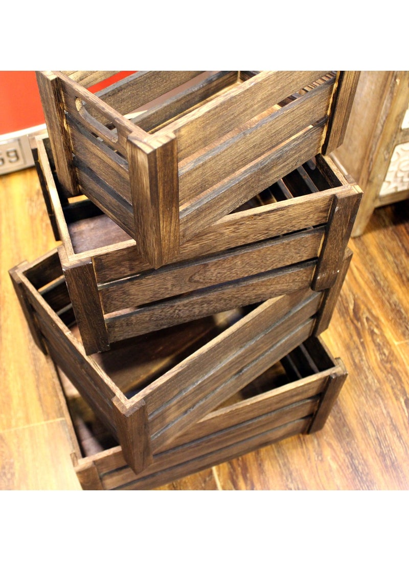 LINGWEI - Wooden Nesting Crates Set of 4 Wood Storage Boxes Decorative Wooden Storage Box - Image 1