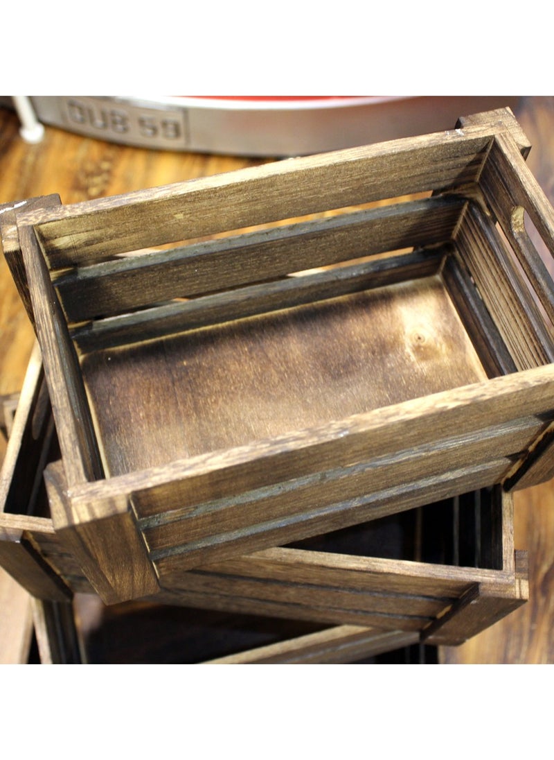 LINGWEI - Wooden Nesting Crates Set of 4 Wood Storage Boxes Decorative Wooden Storage Box - Image 1