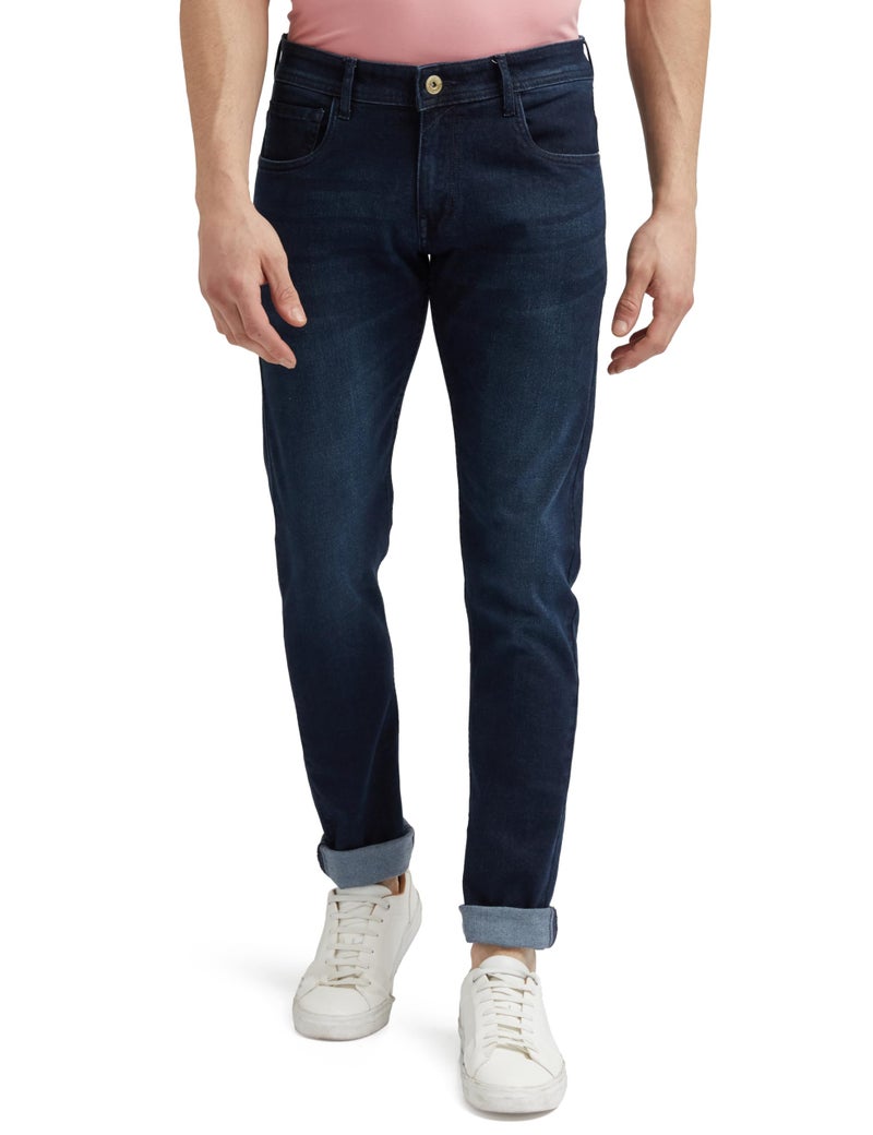 Peter England Men's Skinny Jeans (PJDNPSKP929007_Navy_32) | Rise Style: Mid Rise - Image 1