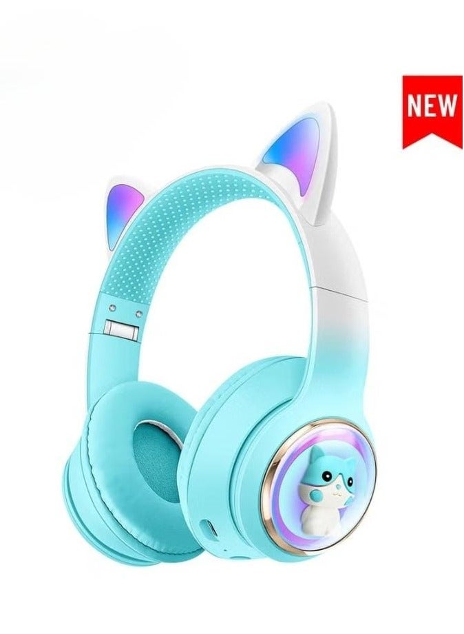 Bluetooth Headset Plus Cat Design Wireless Ears Illuminated Stylish  Over-Ear Headset