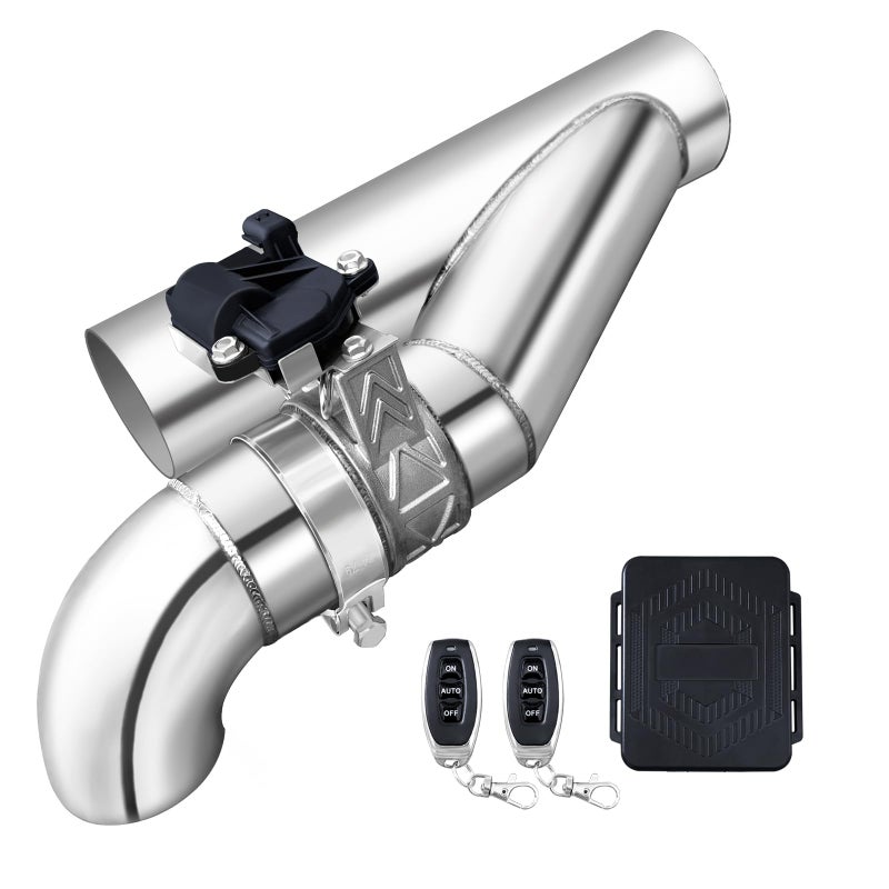 peastorm 3 Inch Electric Exhaust Cutout with Elbow Valved Muffler Valvetronic Exhaust Valve Kit - Image 1