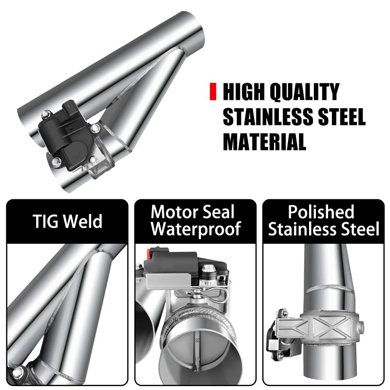 peastorm 3 Inch Electric Exhaust Cutout with Elbow Valved Muffler Valvetronic Exhaust Valve Kit - Image 4
