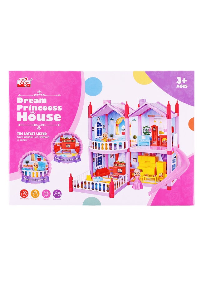 Pink Princess House for Kids, Multi-storey Doll House Toy with Furniture and Balconies, Suitable for Ages 3+ - Image 2