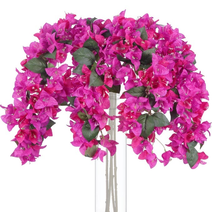 4PCS Bougainvillea Artificial Flowers 42 Long Stem Faux Silk Bougainvillea Flowers Fake Flowers Branches for Wedding Centerpieces Home Garden Arch Wall Decorations Fuchsia Mixed