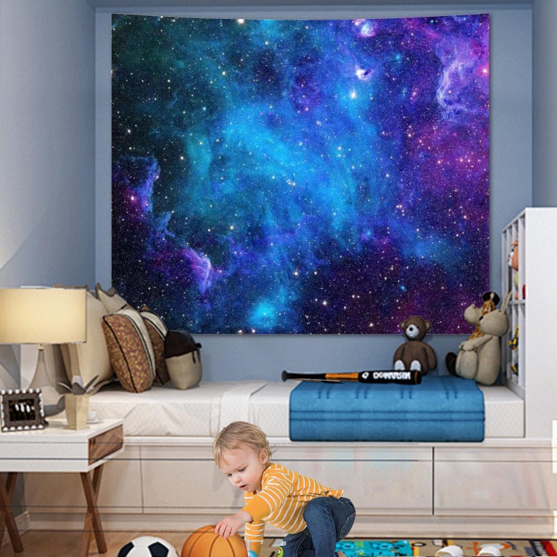 Apdidl Galaxy Tapestry for Bedroom Aesthetic Space Blue Night Starry Sky Stars Universe Tapestry Mysterious Nebula Wall Hanging Backdrop Room Decor for Bedroom Living Room (51'' x 60'') - Image 2