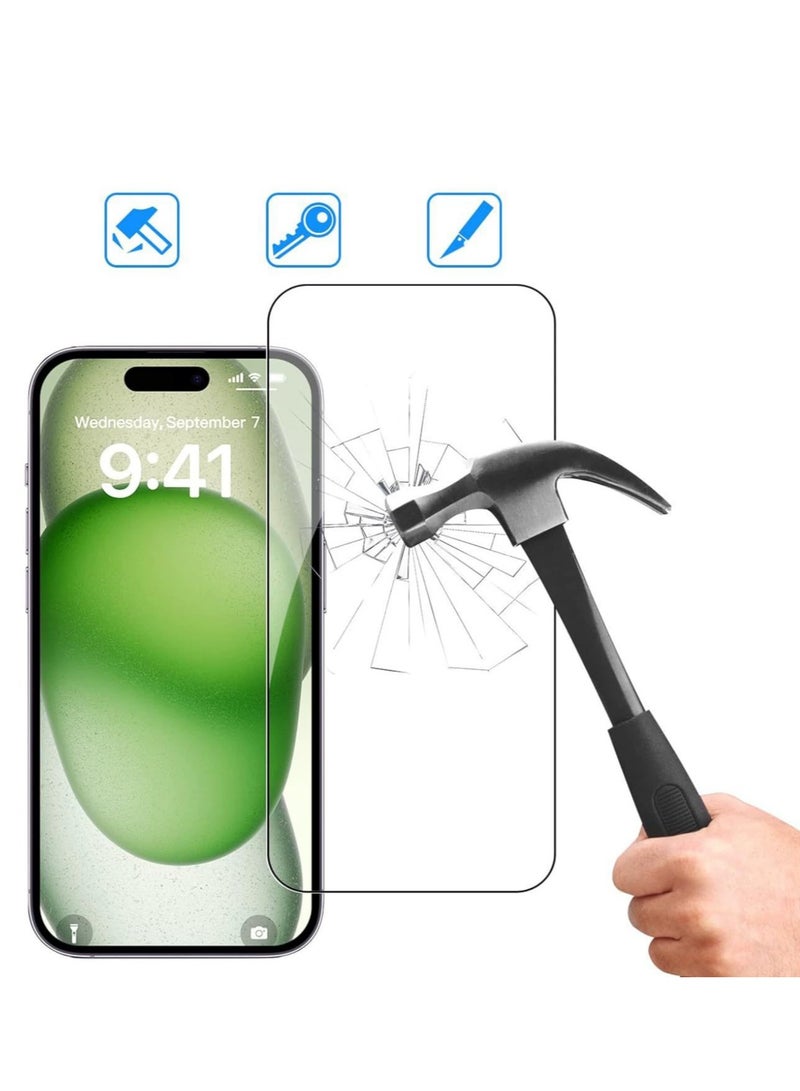 iPhone 15 Pro 9H Tempered Glass Screen Protector, 3-Pack, Ultra Clear, Scratch Resistant, Anti-Fingerprint, Case-Friendly, Includes Installation Tools - Image 3