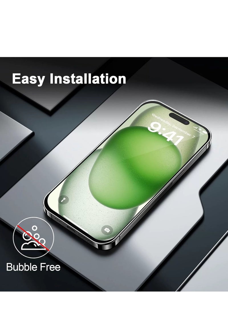 iPhone 15 Pro 9H Tempered Glass Screen Protector, 3-Pack, Ultra Clear, Scratch Resistant, Anti-Fingerprint, Case-Friendly, Includes Installation Tools - Image 4