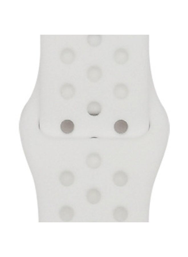 Generic - Suitable For Apple Two-color Silicone Nike Strap Nike Hole Apple Iwatch Breathable Sports Watch Strap-Color:55 White + White-Specifications:42/44/45/49mm-S - Image 1